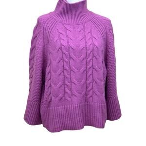 Banana Republic mauve/purple cable flare sleeve sweater, medium, cozy, layering